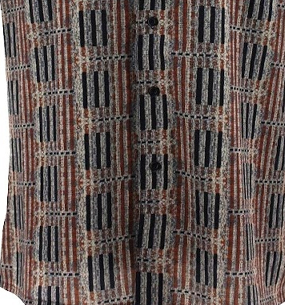 Bassiri Short Sleeve Camp Shirt - Abstract Line Design in Copper & Black